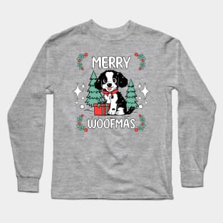 Merry Christmas dog pet puppy woof typography | Morcaworks Long Sleeve T-Shirt